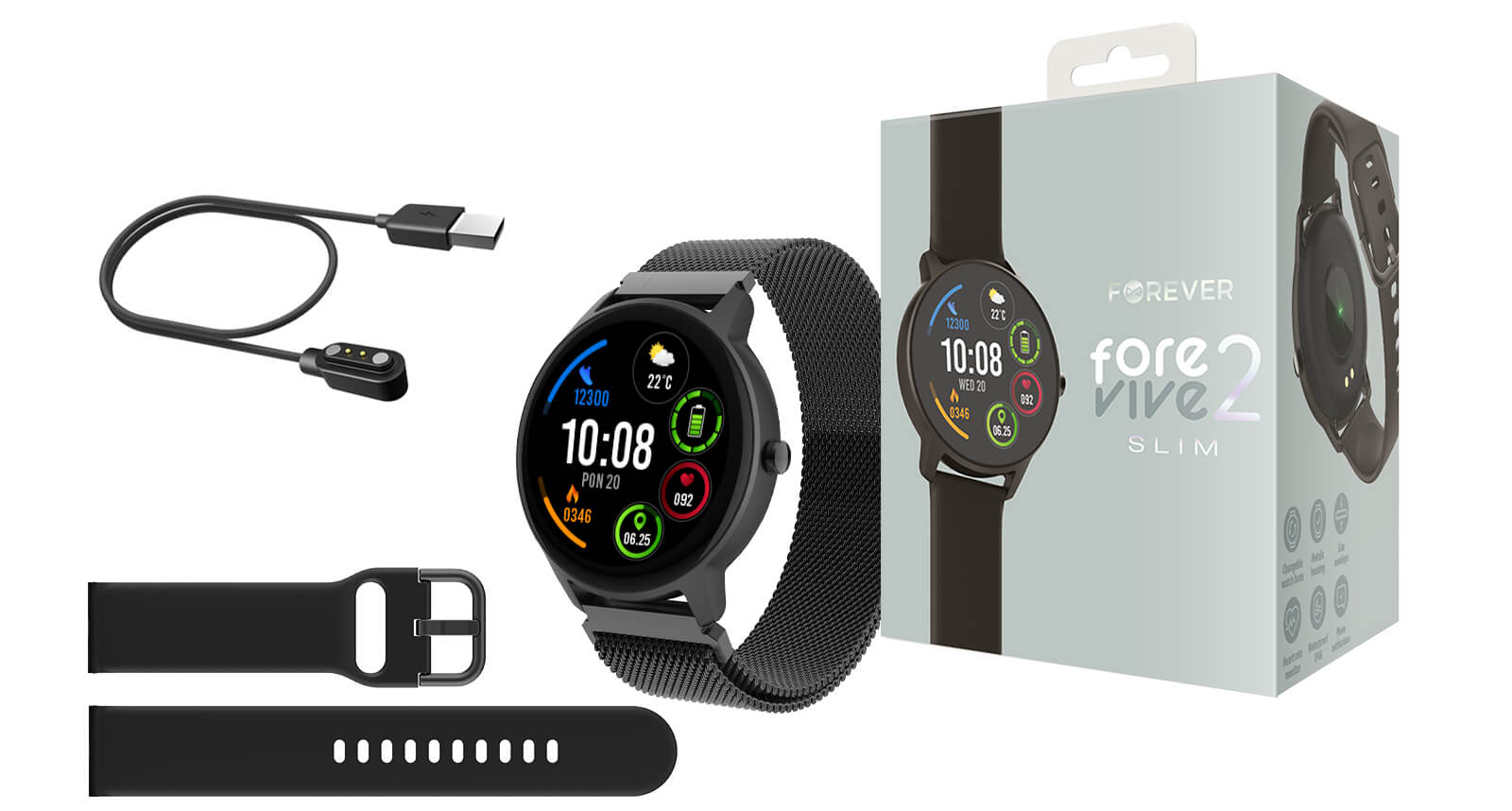 Smartwatch Forevive 2 Slim rose gold zawartość opakowania