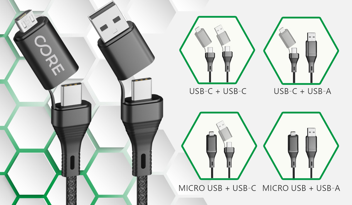 Kabel USB z wymiennymi konektorami