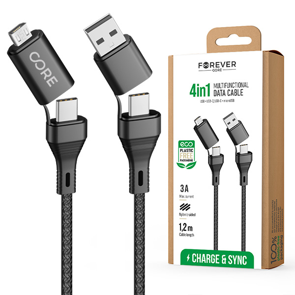 Kabel microUSB, USB-C, USB w ekologicznym opakowaniu