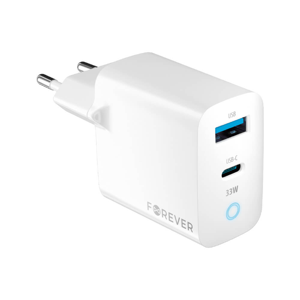 CHARGEUR SECTEUR, GAN, DUAL, 1 USB-C / 1 USB-A, PD 33W, BLANC