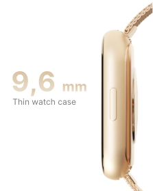 Women's smartwatch with a slim metal casing.