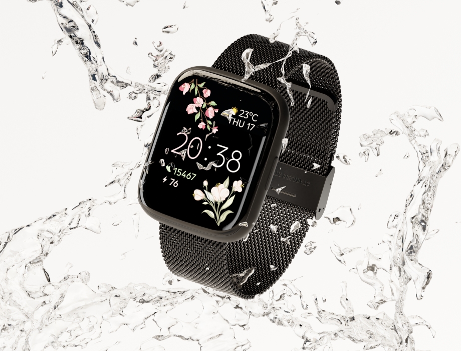 Women's Smartwatch - Shown in a Splash of Water.